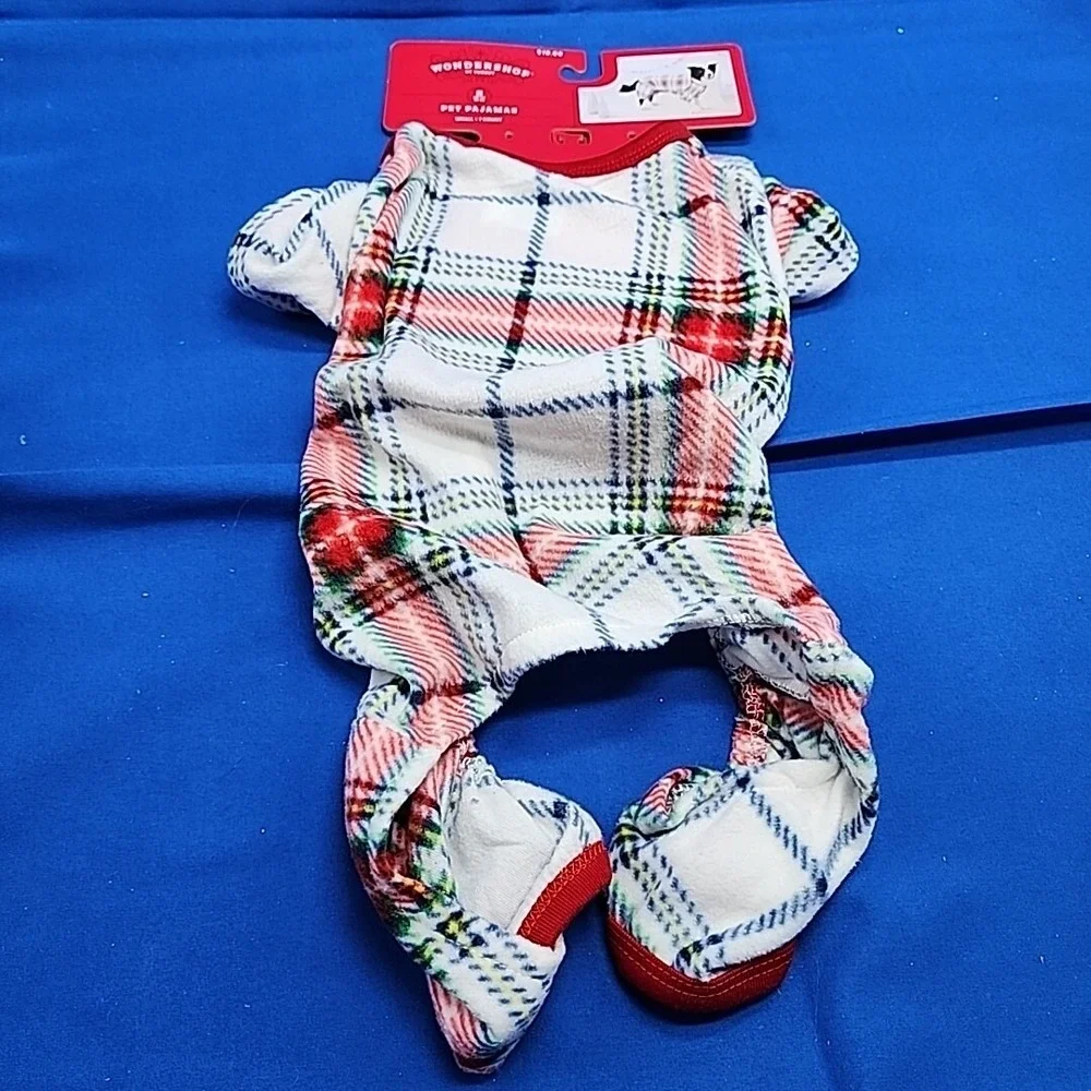 Holiday Plaid Flannel Dog or‎ Cat Family White Plaid Pajamas Size Small S